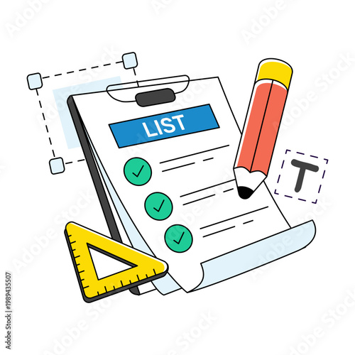 A unique design icon of writing list