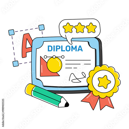 Creative design icon of designing certificate 