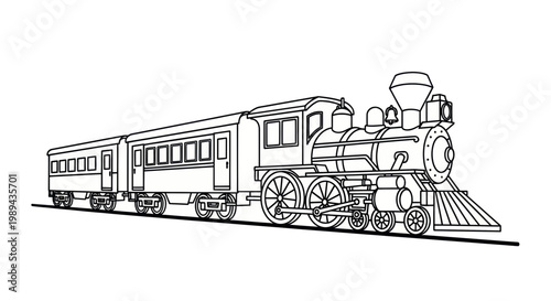 Vintage Steam Train Vector Illustration