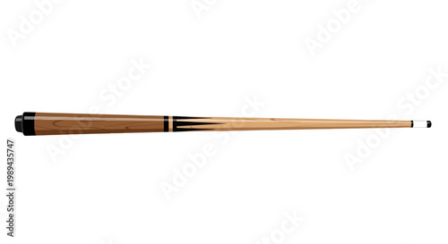 Billiard Cue Stick with Wood Grain Texture Isolated on White Background