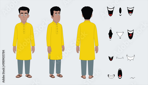 Indian village man cartoon character. moral stories for the best cartoon character vector
