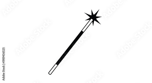 A black magic wand with a sparkling star tip a striking silhouette