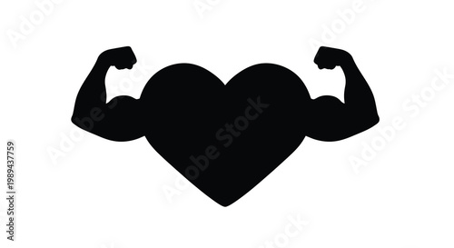 A strong heart design with muscular arms a symbol of love and power silhouette