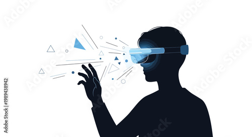 Silhouette of a person interacting with virtual reality technology