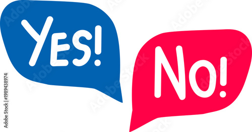 Yes, No Hand Drawn Text Illustration