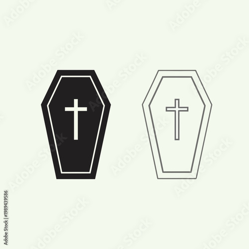 Coffin Icon Set Funeral Burial Death Symbol Vector Illustration