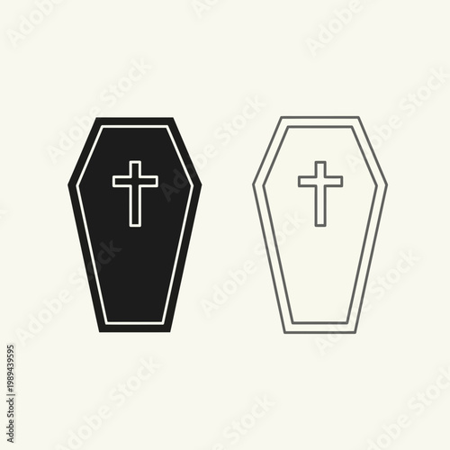 Coffin Icon Set Funeral Burial Death Symbol Vector Illustration