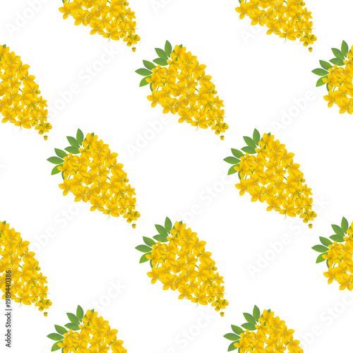 Pattern of Cassia fistula flowers isolated on a transparent background