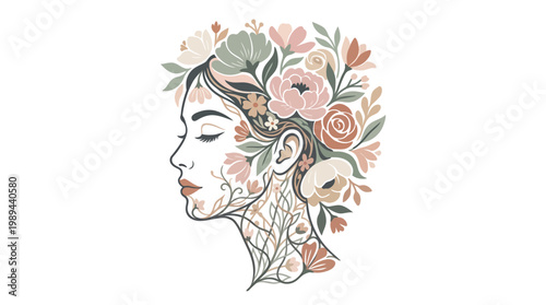 Woman with flowers in her hair.