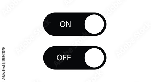 Two black toggle switches one on and one off in a simple design silhouette