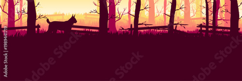 Photography Serene sunset forest graphic concept with peaceful wild animals