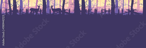 Photography Serene summer sunrise presentation background with animal shapes