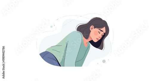 Woman Feeling Sad, Exhausted, or Depressed, Isolated Concept