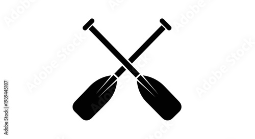 Crossed Boat Oars Silhouette Icon Vector Graphic