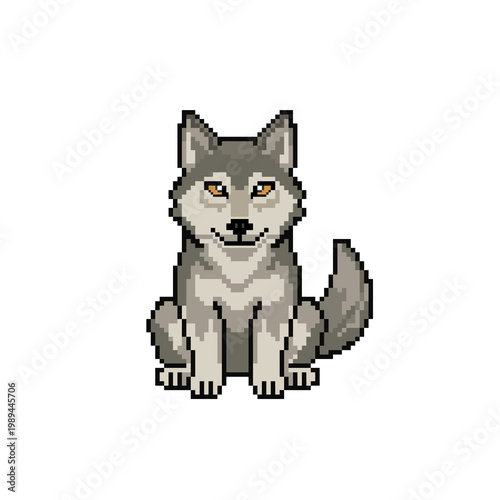 Wolf Pixel Art Illustration Game Style
