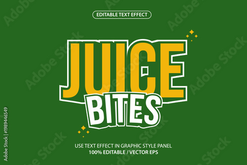 editable text effect juice bites template suitable for posters, templates, banners etc.