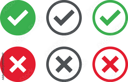 Set of check mark and cross symbols for success and error indication. Free Download Set of check mark and cross symbols for success and error indication. - GFXLoad