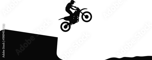Motorcycle, motorbike, bike, rider, jump, silhouette, vector graphics, stunt, action, sports