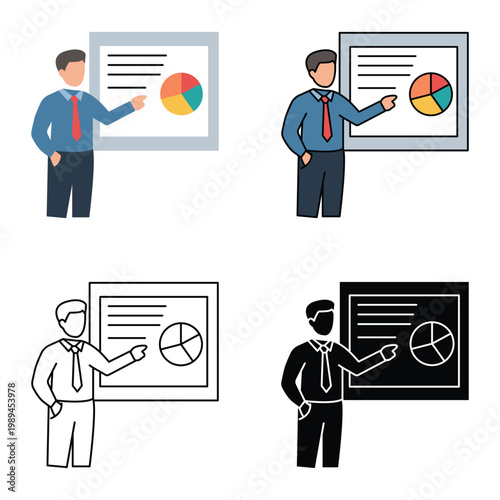 Business Presentation Icon Set for Marketing Analytics and Corporate Strategy Design