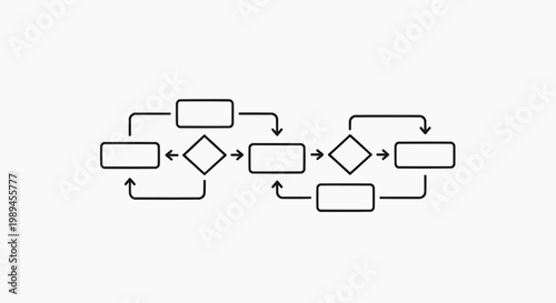 Conceptual diagram illustrating a flowchart representing a process with sequential steps and decision points, emphasizing logical progression and workflow management