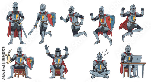 Collection of Knight Poses and Activities.