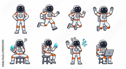 Collection of Astronaut Poses and Actions.