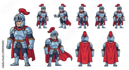 Collection of Knight Character Sprites for Game Development.