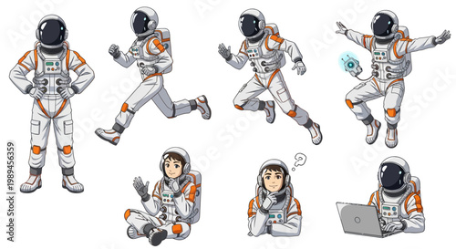Astronauts in Various Poses and Activities.