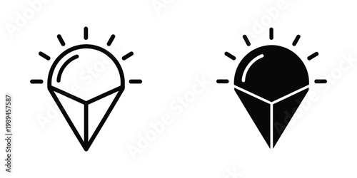 Lightbulb icons in contrasting styles representing ideas and illumination