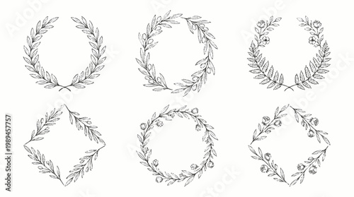 Collection of floral wreath designs.