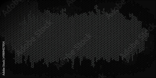 Abstract dark gray honeycomb pattern with a distressed melting effect