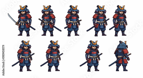 Collection of Samurai Warrior Poses and Outfits.