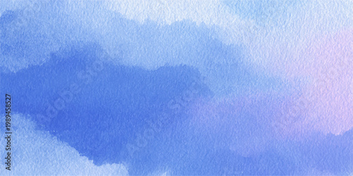 Abstract blue winter watercolor background featuring a frozen snow texture and soft white frost patterns reminiscent of a cold seasonal sky