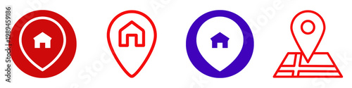 Bild auf Leinwand Map location and property marker icons isolated on transparent background
