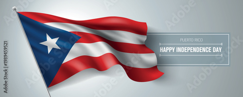 Puerto Rico happy independence day greeting card, banner vector illustration