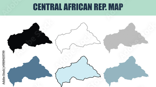 Konstfotografi Central African Republic map outlines in 6 different style variations for global