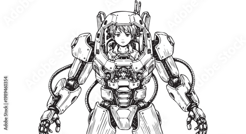 Robotic cyborg, futuristic robot, mechanical humanoid, sci-fi character