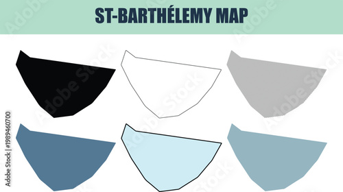 St Barts island map outlines in 6 different styles on white background
