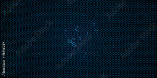 Abstract blue grid background with a fragmented glowing central form
