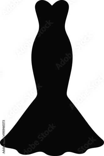 Elegant strapless ball gown silhouette with a flowing skirt and sweetheart neckline