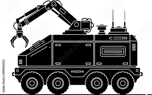 Industrial robotic arm truck, heavy machinery vehicle, mechanical equipment, construction transport