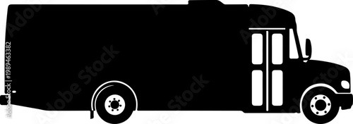 Black delivery van silhouette, cargo truck outline, vehicle icon, transportation symbol