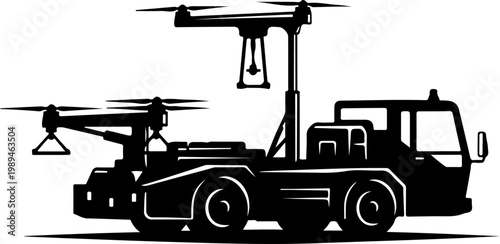 Tow truck, crane, vehicle, lifting equipment, black silhouette