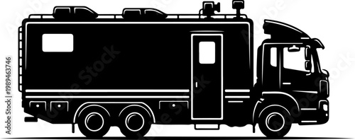 Motorhome, RV, Truck, Camper Van, Vector Illustration