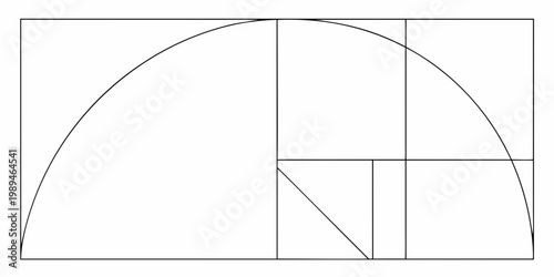 Geometric illustration displaying an arc and intersecting rectangular divisions