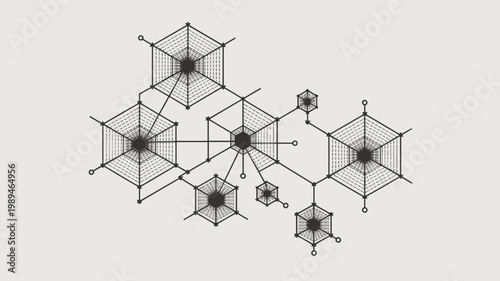 Hexagonal data center network diagram – Ideal for server infrastructure, regional data centers, or network management software.