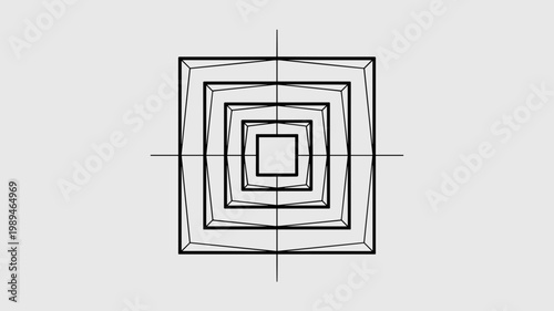 Concentric square spiral loading mark – Ideal for motion graphics, app startup screens, or systematic progression symbols.