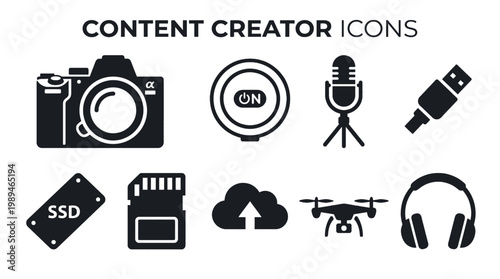 Content creator icons for social media.