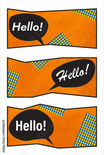 Set of comic page of colorful frames illustration, comic background template, colorful conversation template background, blank colorful comic abstract background with HELLO word