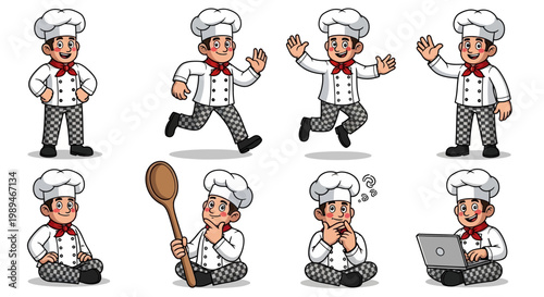 Collection of Chef Characters in Various Poses and Actions.
